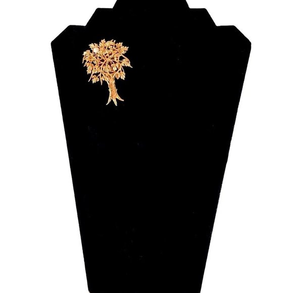 1950s Gold Plated Money Tree 3D Brooch Pin, Natural Pearl, Dollar Sign, Vintage - Picture 3 of 12